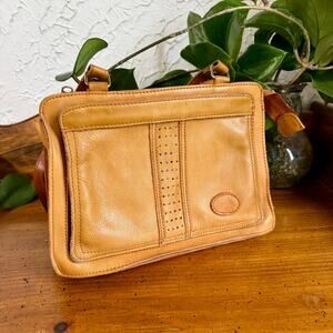 Vintage Leather Shoulder Bag Tan Genuine Leather Hong Kong Purse 80s